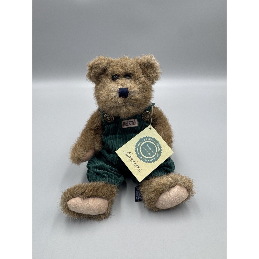 Vintage Boyds Bears Harrison Plush Bear In Green Overalls 10" Jointed